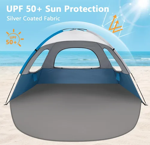 Miniatura 2 de NXONE Tienda de campaña de playa con protección UV UPF 50+, ligero y fácil de instalar, toldo de playa portátil para la familia, gran espacio