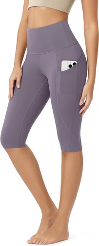 ODODOS - Leggings tipo capri de mujer, no se traslucen y modelan el abdomen, con cintura alta y bolsillos para hacer yoga, atletismo, ejercicio y