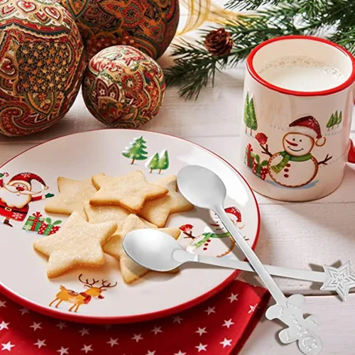 Miniatura 7 de Cucharas de café navideñas de acero inoxidable, cucharas de té de postre para helado, bebida caliente, 12
