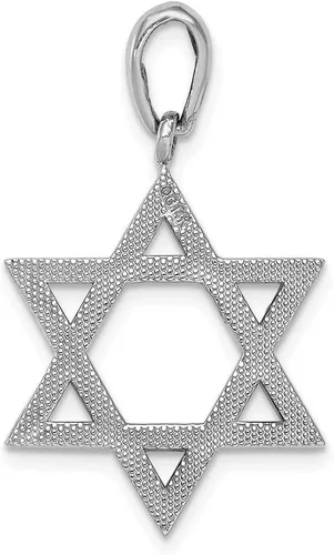 Miniatura 4 de Colgante de oro blanco de 14 quilates con estrella de David de 1299in y 0787in estilo K545