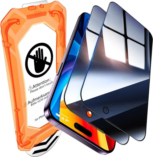 Miniatura 13 de UniqueMe Protector de pantalla de privacidad para iPhone 16 / iPhone 15 – [Grado militar inastillable y dureza 9H+] Protector de pantalla de vidrio