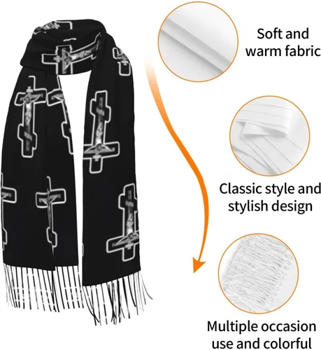Miniatura 6 de Bufandas de borla suave y cálida bufanda de pashmina, chales grandes y envolturas de otoño, bufandas ligeras para mujer.