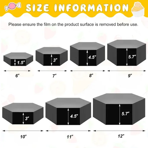 Miniatura 2 de Leinuosen Juego de 7 Elevadores Grandes para Buffet de 6" a 12" Caja de Exhibición de Acrílico Elevador de Mesa de Postres para Catering Soporte