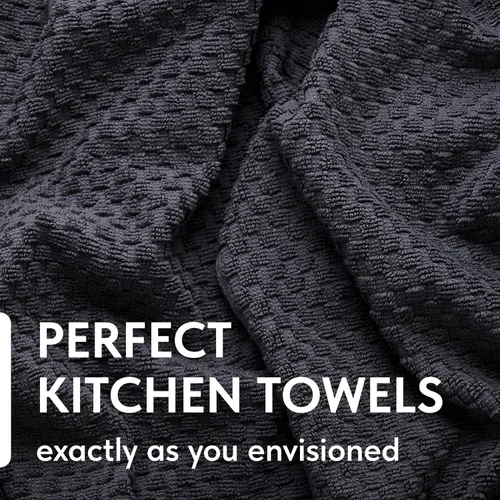 Miniatura 2 de Paquete de 12 toallas de cocina superabsorbentes, 100 % algodón, 450 GSM de grosor, lavables a máquina, color gris, para secado de cocina, limpieza