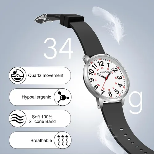 Miniatura 3 de Asan Ge Watches for Women, Fashion 3ATM Waterproof Minimalist Lightweight Easy-to-Read Analog Silicone Watch Suitable for Daily Work, Leisure