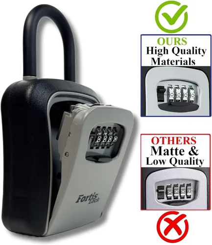 Miniatura 2 de Caja para llaves con código, caja de seguridad portátil con grillete, cerradura de combinación de 4 dígitos, caja de bloqueo de llave resistente a