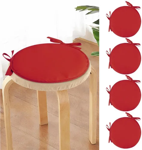 Miniatura 14 de Womenyiaor Juego de 2 cojines redondos para sillas de bistró para interiores y exteriores, cojines para sillas de bistró con lazos, cojines redondos