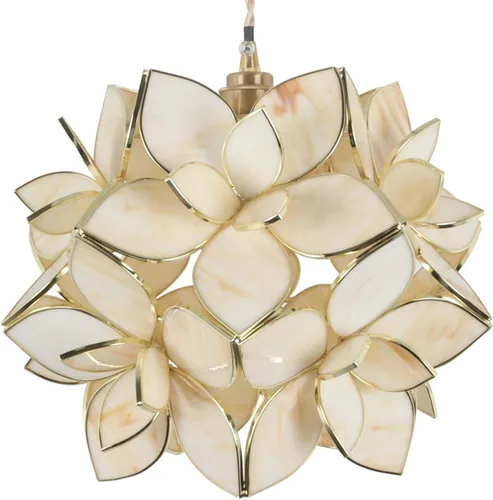 Miniatura 31 de Bieye L10749 - Lámpara colgante de techo de vidrio manchado estilo Tiffany con pantalla de 8 pulgadas de ancho (naranja, 8" flor de cerezo)