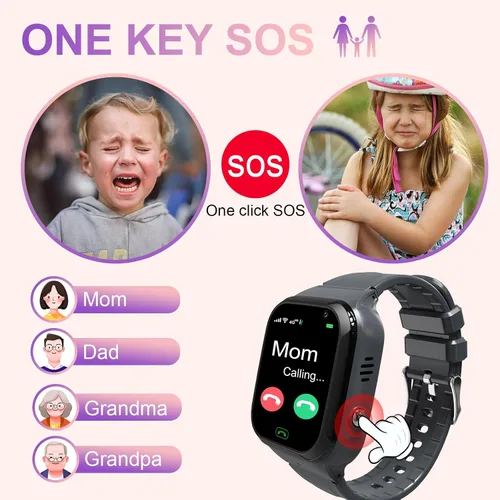 Miniatura 5 de Reloj inteligente 4G para niños, rastreador GPS, reloj inteligente para niños y niñas, reloj de teléfono, videollamadas, alarma de emergencia, juego