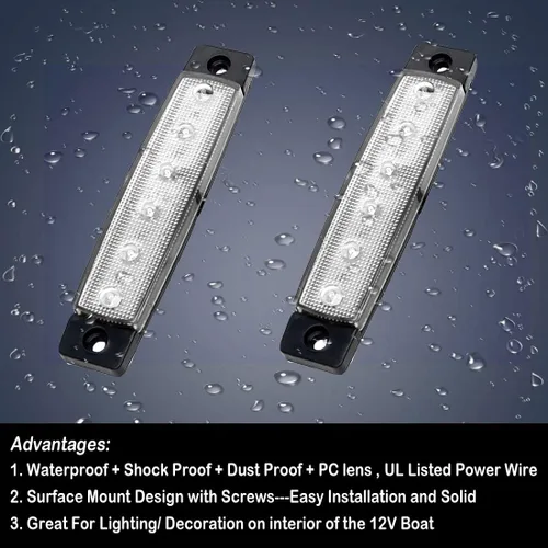 Miniatura 5 de Shangyuan Luces marinas: 6 luces interiores LED impermeables para yate, barco de pesca, kayak y más, 12 V Blanco