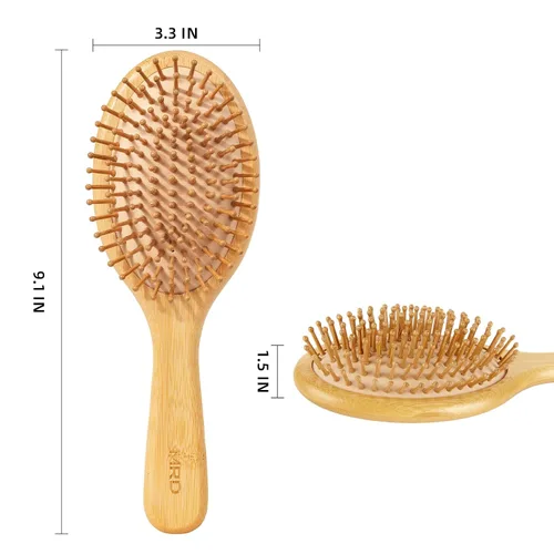 Miniatura 8 de MRD Cepillo de cabello, cepillo de paleta de bambú natural para desenredar, masaje del cuero cabelludo para cabello grueso/fino/rizado/seco