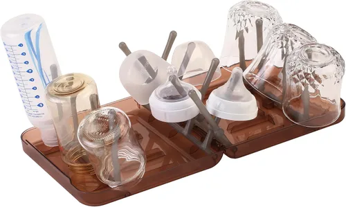 Miniatura 8 de Estante de secado de botellas de viaje que ahorra espacio, estante de secado de botellas plegable con 16 costillas, estante de secado portátil