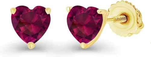 Miniatura 2 de Juego de aretes de tuerca de plata de ley 925 chapada en oro de 14 quilates, hipoalergénicos, con forma de corazón de 0.157in, piedra natal