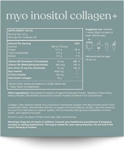 Miniatura 2 de MYO INOSITOL Colágeno+Mio-Inositol y D-Chiro Inositol (40:1), Colágeno Hidrolizado, Folato, Zinc y Vitamina B6 Equilibrio Hormonal, Fertilidad