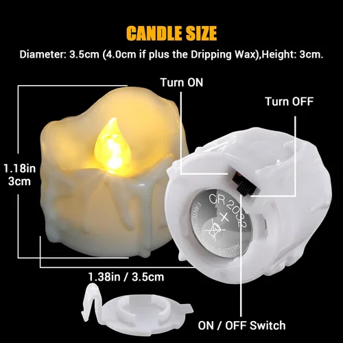 Miniatura 6 de PChero Velas de Té con Temporizador, 12 Paquetes de Velas LED sin Llama Parpadeantes Operadas con Pilas, Velas Votivas Eléctricas para Decoraciones