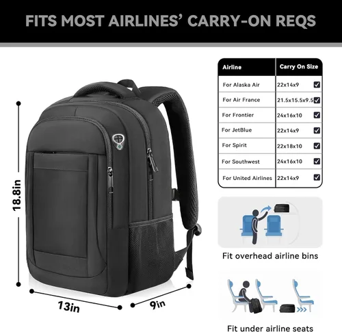 Miniatura 2 de Mochila grande de viaje para laptop de 17 pulgadas, mochila de laptop aprobada por aerolíneas, mochila antirrobo para negocios, delgada