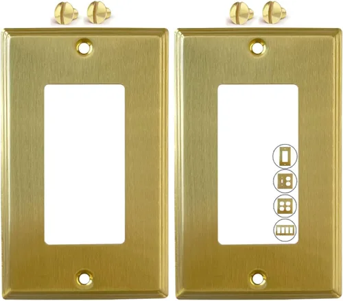 Miniatura 14 de Rio Salto BRASS - Placa de pared moderna de metal dorado para interruptor de luz o cubierta de enchufe, placa de pared para receptáculo individual