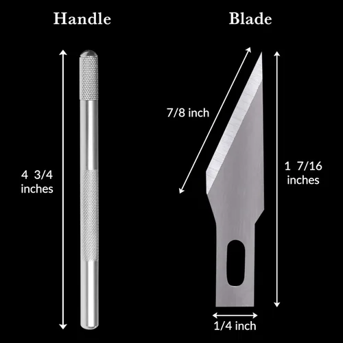 Miniatura 5 de WA Portman Hobby - Juego de 2 cuchillos de precisión para manualidades con 50 cuchillas de acero SK5#11 Exacto, cortador de calcomanías artísticas