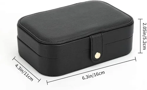 Miniatura 6 de Organizador de joyas, organizador de joyas de viaje, de piel sintética, portátil, caja de almacenamiento de joyas para mujeres y niñas, aretes