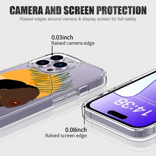 Miniatura 4 de LUHOURI Funda para iPhone 15 Pro con protector de pantalla, acrílico transparente Funda protectora de carga inalámbrica, ajuste delgado, diseños