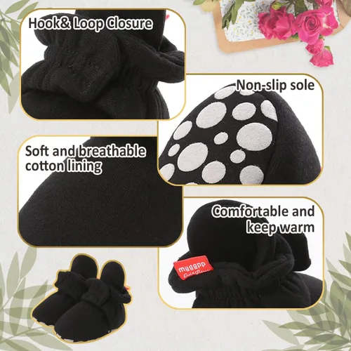 Miniatura 6 de HsdsBebe Unisex Newborn Baby Cotton Booties Non-Slip Sole for Toddler Boys Girls Infant Winter Warm Fleece Cozy Socks Shoes