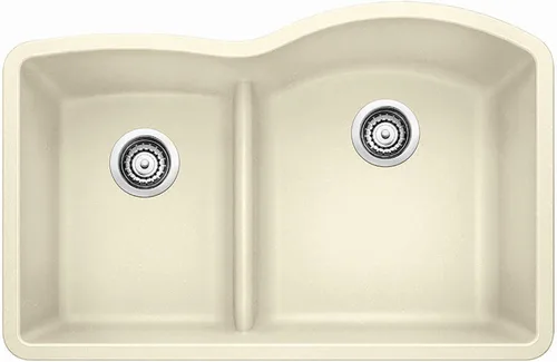 Miniatura 4 de BLANCO, Anthracite 441598 DIAMOND SILGRANIT 40/60 - Fregadero de cocina con doble cuenco con división baja, 32 x 21 pulgadas