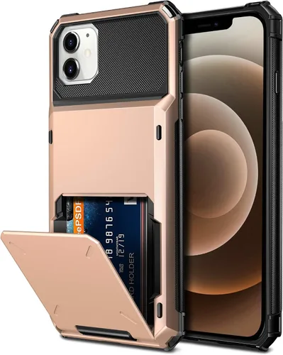 Miniatura 32 de Vofolen Funda compatible con iPhone 12, cartera 5G, 4 ranuras para tarjetas, tarjetero con bolsillo oculto, doble capa, cubierta trasera protectora