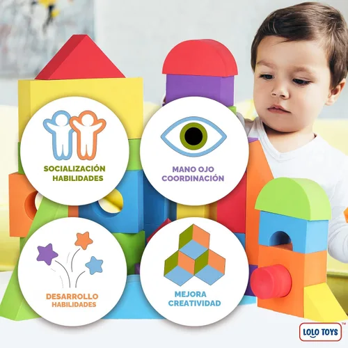 Miniatura 5 de LOLO TOYS Bloques de espuma de construcción grandes para niños pequeños – Bloques de construcción gigantes gigantes grandes (30 piezas)