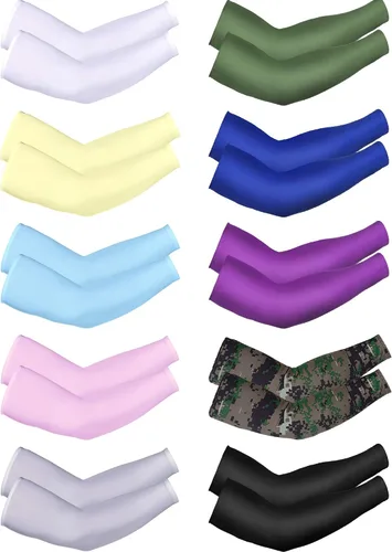 Miniatura 7 de Boao 10 pares de mangas UV para brazos para hombres y mujeres, cubierta de tatuajes refrescante, mangas de compresión con protección solar
