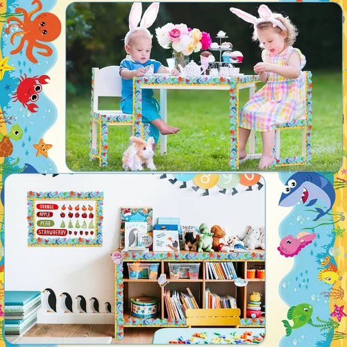 Miniatura 6 de Panelee Borde Bajo el Mar 68.9 Pies Borde de Tablero de Anuncios Mariposas Flores Abeja Espacio Decoración Inspiradora Linda para Tableros