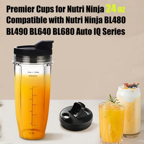 Miniatura 7 de Vaso de repuesto para licuadora de 24 onzas con tapas To-GO para Ninja, paquete de 2 piezas de repuesto compatibles con Ninja BL450 BL456 BL480