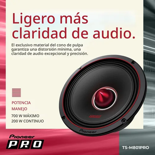 Miniatura 4 de Pioneer P.R.O. Series TS-M801PRO - Altavoces de 8 pulgadas (par) - 600 W máximo, perfectos para instalaciones de alto SPL y audio de automóvil