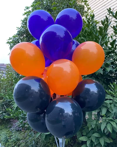 Miniatura 4 de 60 globos de látex de 12 pulgadas en negro, naranja y morado, Halloween, graduación, cumpleaños, baby shower, decoraciones de fiesta