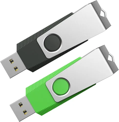 Aiibe Unidad flash de 128 GB, paquete de 2 unidades flash USB de 128 GB, unidad de memoria USB 2.0 con llavero (128G, 2 colores: negro y verde)