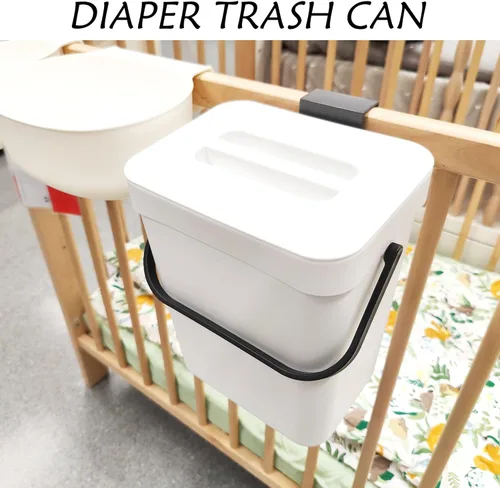 Miniatura 6 de stonespace Cubo de basura pequeño colgante con tapa debajo del fregadero para cocina, cubo de compostaje de 1.3 galones/5 L, contenedor de compost