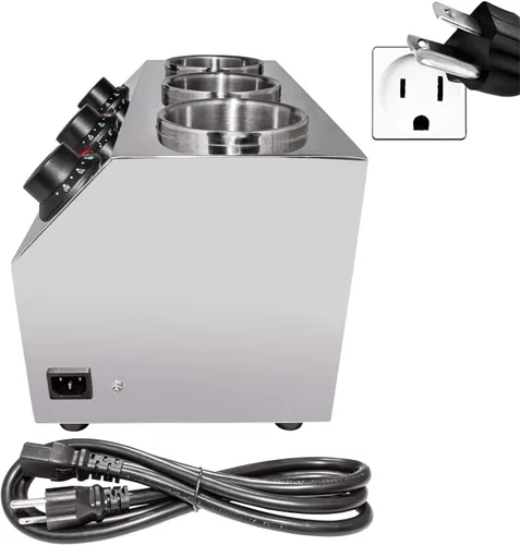 Miniatura 5 de ALDKitchen Dispensador de salsa Calentador eléctrico de salsa Calentador de salsa comercial Acero inoxidable 110 V (3 cabezas)