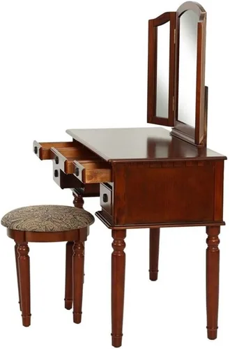 Miniatura 7 de Bobkona St. Croix Collection tocador con banco, cereza, Abedul, Cereza Espresso