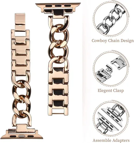 Miniatura 3 de Compatible con Apple Watch Band para mujer y hombre de 1.614 in 1.575 in 1.496 in 1.732 in 1.772 in 1.654 in Ultra 1.929 in, pulsera de acero
