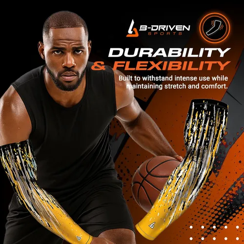 Miniatura 4 de B-Driven Sports Pro Fit - Manga de compresión para hombres, mujeres y jóvenes, baloncesto, béisbol, fútbol, diseños digitales individuales