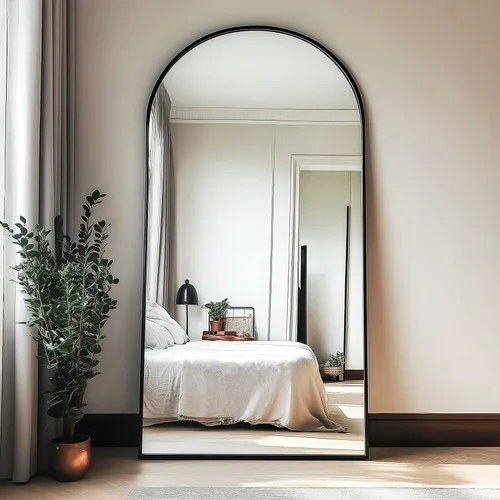 Miniatura 27 de Espejo Arqueado de Longitud Completa de 65''x22'' con Soporte, Espejo de Cuerpo Completo de Longitud Completa de Pie Independiente, Espejos