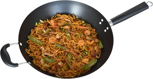 Miniatura 10 de IMUSA Wok antiadherente de acero al carbono de 9.5 pulgadas con mango Cool Touch, color negro