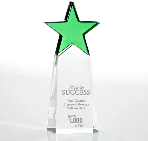Miniatura 15 de Baudville Trofeo grabado – Cristal – Torre con estrella en la parte superior – Premio para empleados – Grabado personalizado de hasta cuatro líneas