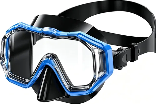 Gafas de natación para niños, máscara de esnórquel, última visión ancha de 3 ventanas, transparente, gafas de natación suaves para la nariz
