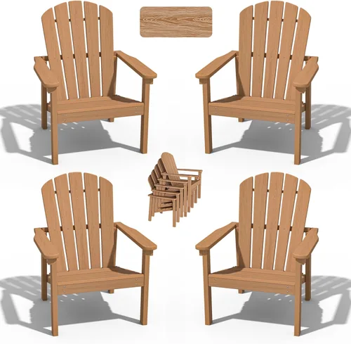 Miniatura 38 de nevilywood Sillas Adirondack compactas apilables, sillas de patio de polietileno de alta densidad de 26.3 pulgadas de ancho, duraderas, diseño que