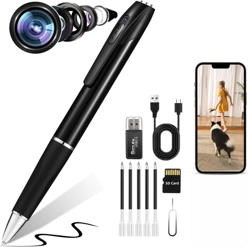 Mini cámara oculta de 1080P, bolígrafo de cámara HD, mini cámaras de seguridad, batería de larga duración, fácil de usar, cámara micro bolígrafo