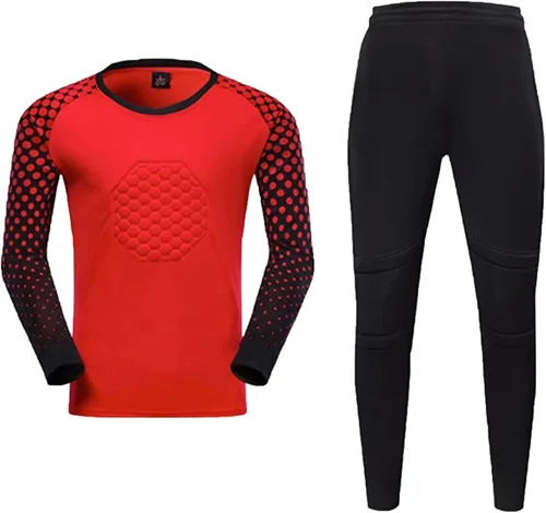 Miniatura 2 de Fldy Camisa de portero acolchada para niños, manga larga, conjunto de jersey y pantalones de fútbol para uniforme de fútbol, kit de portero