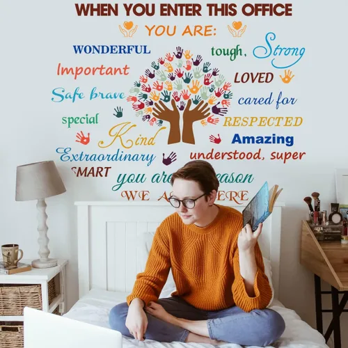 Miniatura 6 de Calcomanías de Pared con Citas Inspiradoras para Oficina - Adhesivos Motivacionales de Trabajo en Equipo, Letras Positivas y Palabras Espirituales