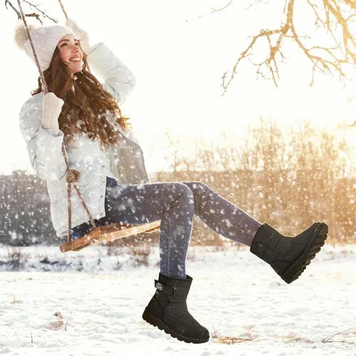Miniatura 5 de Ablanczoom Womens Winter Snow Boots With Warm Fur Lining Comfortable Non Slip Ankle Booties Outdoor Waterproof Walking Boots for Women