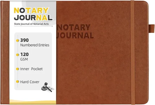 Miniatura 8 de Diario de registro de notario Homlive, libro de notario con 390 entradas de registro, 25,4x17,8 cm diarios de notario, diario público notarial