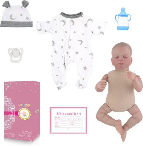Miniatura 7 de Muñecas realistas de bebé recién nacido, de 22 pulgadas, de vinilo suave, con ropa de estrellas y luna, regalo de cumpleaños para niños a partir